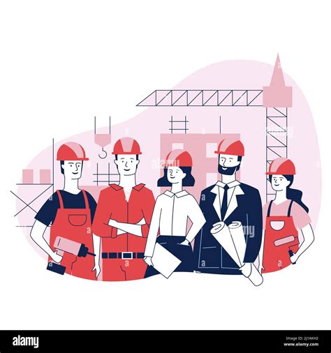 Engineering And Construction Workers Standing Together Vector