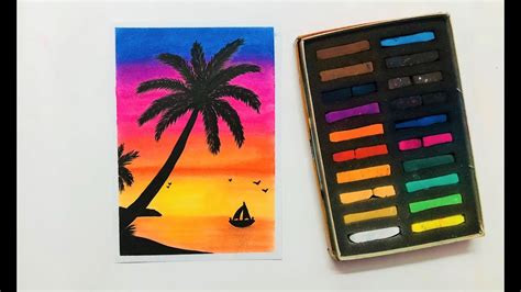 Easy Sunset Drawing For Beginners With Soft Pastels Youtube