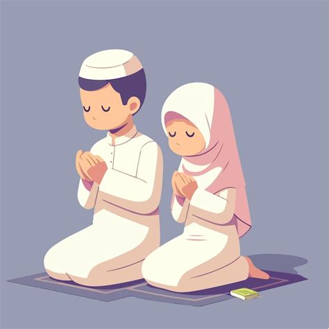 Premium Vector Vector Muslim Couple Is Praying