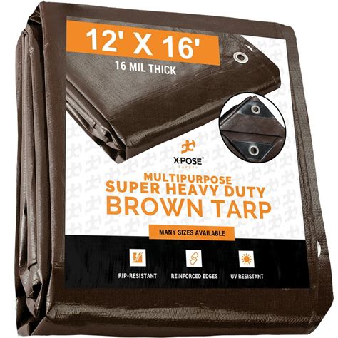 12 X 16 Super Heavy Duty 16 Mil Brown Poly Tarp Cover Thick