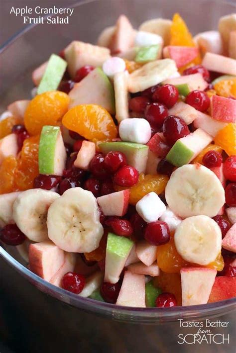 Seasonal fall fruits marinated in a bright citrus, herb and spice syrup make a fresh way to finish off your thanksgiving dinner. Apple Cranberry Fruit Salad - Tastes Better From Scratch