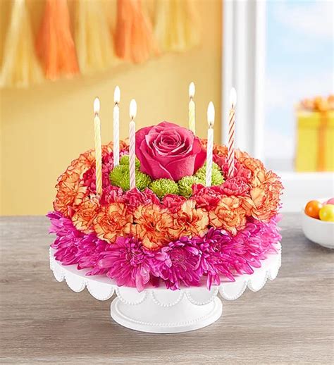 Birthday Wishes Flower Cake® Vibrant Birthday Flowers Arrangements