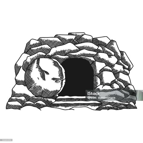 Handdrawn Vector Illustration For Easter Empty Tomb After The