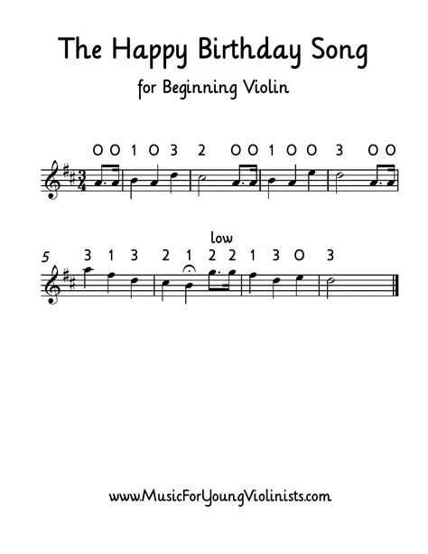 The Happy Birthday Song For Beginning Violin Get This And More Large