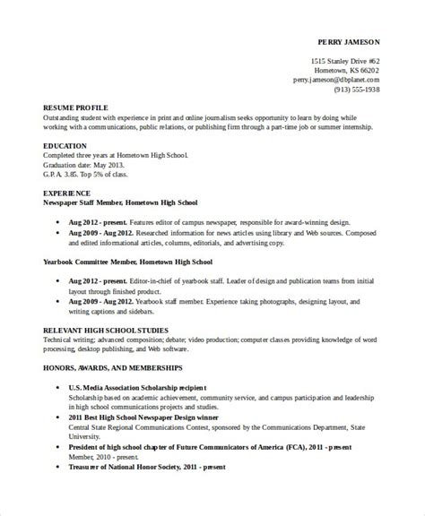 12 High School Student Resume Templates Pdf Doc