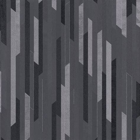 Modern Stripe Charcoal Grey Black Metallic Textured