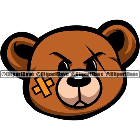 Gangster Teddy Bear Bandage Scar Face Svg Design Thug Cash Etsy