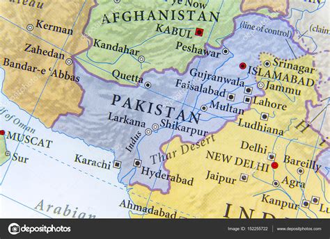Geographic Map Of Pakistan With Important Cities — Stock Photo