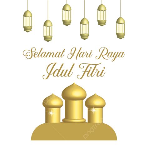 Idul Fitri Vector Png Images Greeting Idul Fitri Gold Mosque Lantern