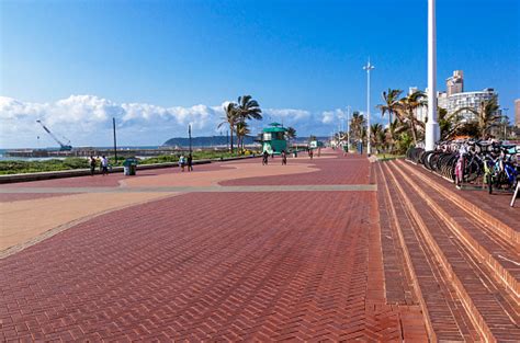 Pedestrian Walkway Early Morning At Durban Beachfront Stock Photo