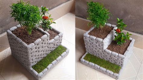 Making flower pots from cloth and cement. Flower pot making from styrofoam and cement | How to make ...