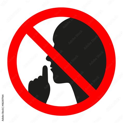 No Speaking No Talking Prohibition Sign With Man Speaking Symbol