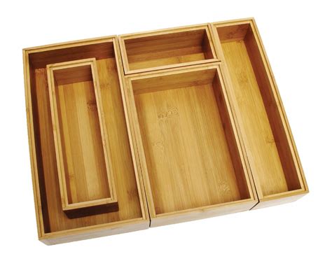 Bamboo Organizer Boxes 5 Piece Set Lipper International