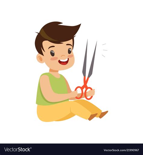 During the game in harry potter: Boy playing with scissors kid in dangerous Vector Image