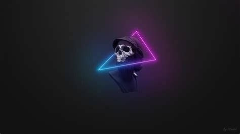 Hd Wallpaper Minimalism Simple Background Skull Neon Wallpaper Flare