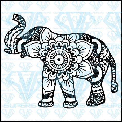 Elephant Mandala Svg Files For Silhouette Files For Cricut Svg Dxf Eps