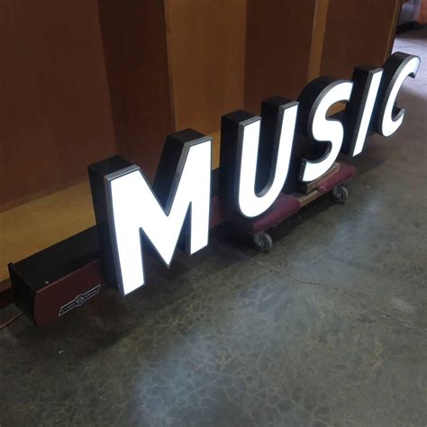 Large Music Storefront Sign In Lighted Neon For Sale At 1stdibs