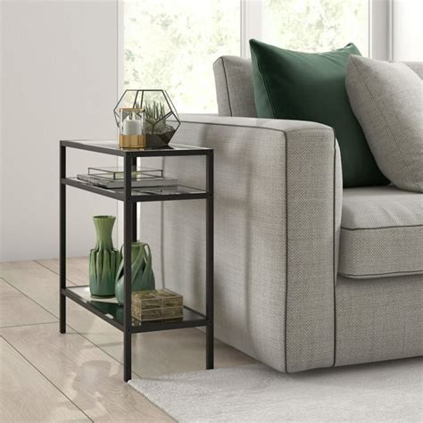 Evelynandzoe Contemporary Rectangular Side Table With Glass Top Walmart