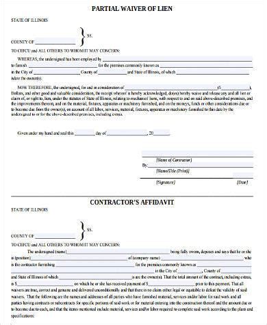 Free Sample Lien Waiver Forms In Pdf Ms Word