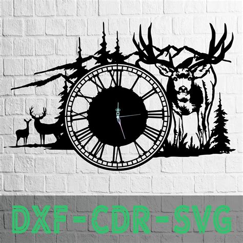 Wall Clock Deer Laser Cut Dxf Glowforge Svg Xtool D Template Cnc