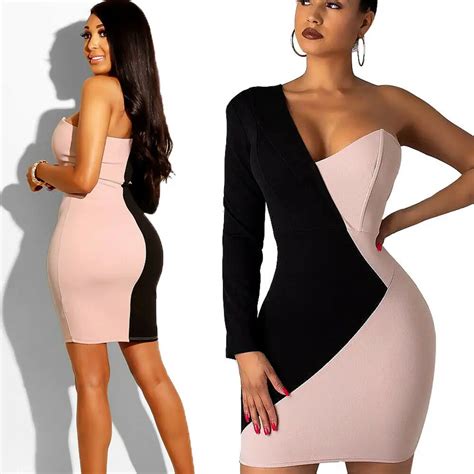 Newest Hot Women S Bandage Bodycon Long Sleeve Patchwork One