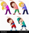 Cartoon little kids exercising on white background