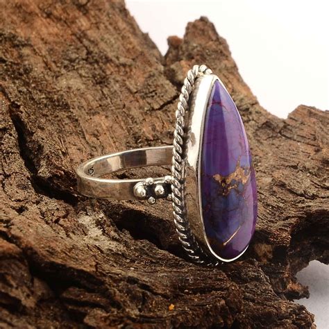 Purple Turquoise Silver Ring For Women And Girls Engagement Etsy