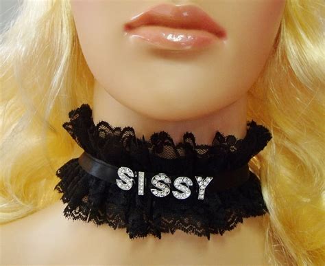 Any Size Personalized Choker Black Lace Lock Sissy Bdsm Ddlg Cum Slut Plus Bbc Ebay