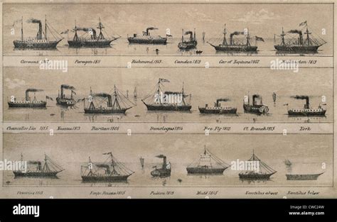 Print Depicting 19 Early Steamships Built Between 1807 And 1815