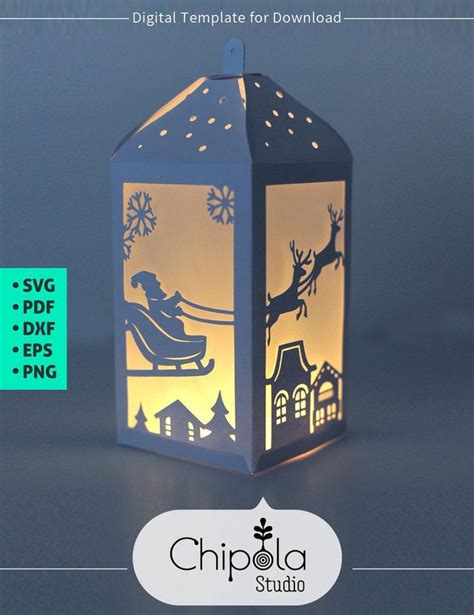 Décoration De Noël Svg Modèle 3d De Papier Lanterne De Noël Etsy