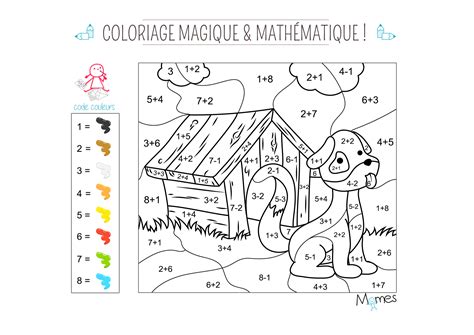 Coloriage magique le chapiteau d'un cirque. Coloriage magique et mathématique : le chien - Momes.net