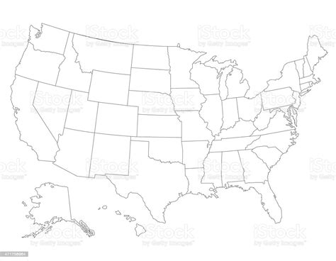 United States Map High Detailed Border Stock Illustration Download