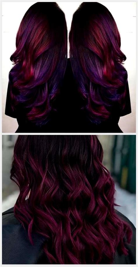 Heat resistance silk hair length: 16 Ideas Hair Color Plum Ombre Dark Purple For 2019, # ...