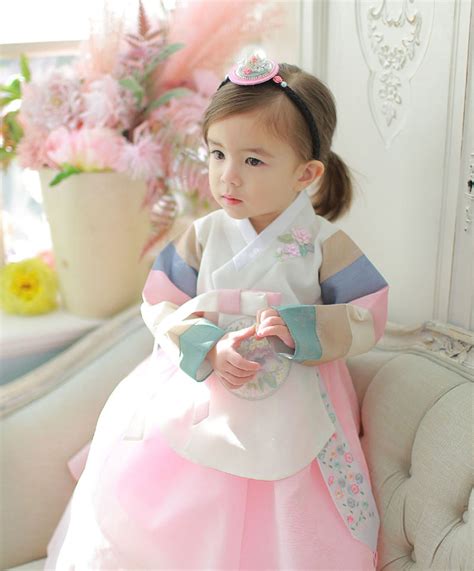 Ivory Peach Hanbok Dress Girls Baby Korea Traditional Clothing Etsy