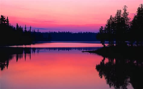 Sunset Lake Reflection Hd Wallpaper Peakpx