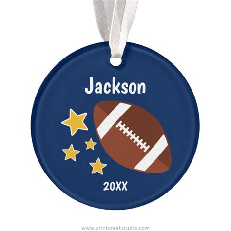 Personalized flag football christmas tree ornament 2019 brute run gr training score defense belt team hobby goal middle star coach de grand son year customization. Personalized Football Christmas Ornament - Print Creek ...