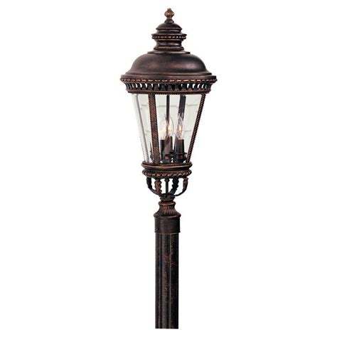Kichler madison single light 10 wide outdoor post light with clear beveled glass panels model: Feiss Castle 4-Light Grecian Bronze Outdoor Post Light ...