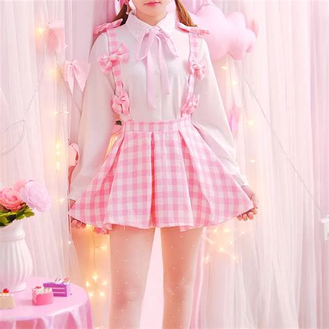 2017 Women A Line Plaid Bowknot Straps Mini Skirt Girls Cute Kawaii Japan Soft Sister Fashion