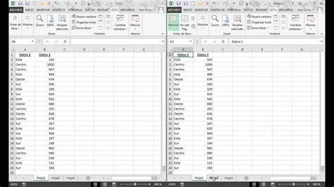 Cómo ver dos hojas de calculo de un Libro en Excel al mismo tiempo