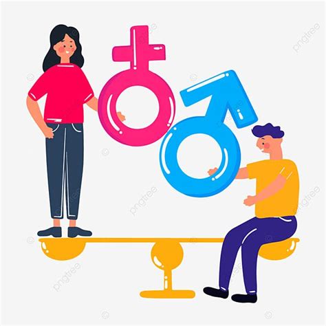 Gender Equality Clipart Hd Png Hand Drawn Cartoon Libra Gender Equality Illustration Yellow