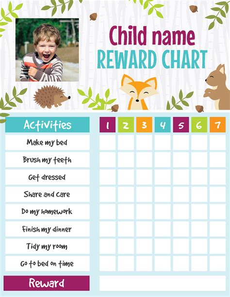 Personalized Reward Chart For Kids Cute Reward Chart For Boys And Girls