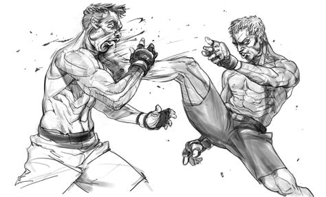 Artstation Fighter Sketch06 Jay Li Fighting Drawing Anime Poses