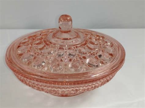 Vintage Antique Indiana Pink Depression Glass Dish Bowl With Lid Windsor Pattern Ebay