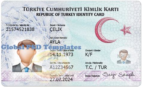 Turkey ID Card Front Back Template PSD Templates