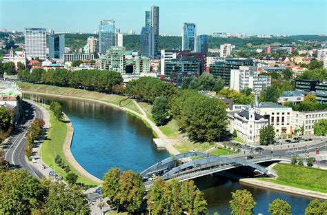 River Neris And Vilnius Downtown By Paul Biris