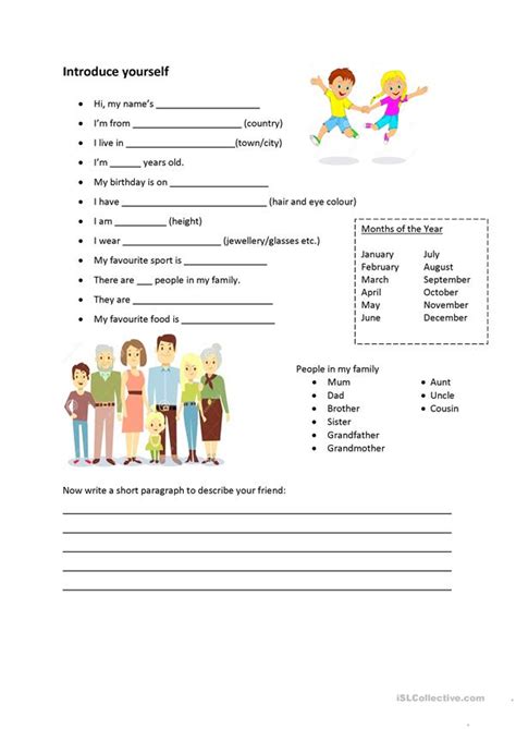 You could also be asked to introduce yourself in a social setting — maybe at a party or at an event in your company. Introduce yourself - English ESL Worksheets for distance ...