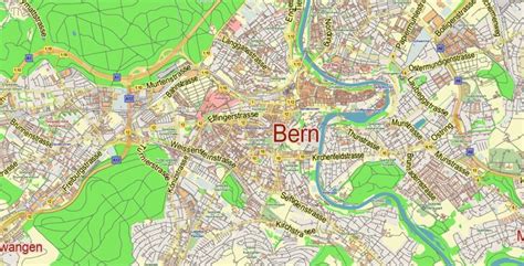 Bern Switzerland Pdf Vector Map City Plan Low Detailed For Small Print