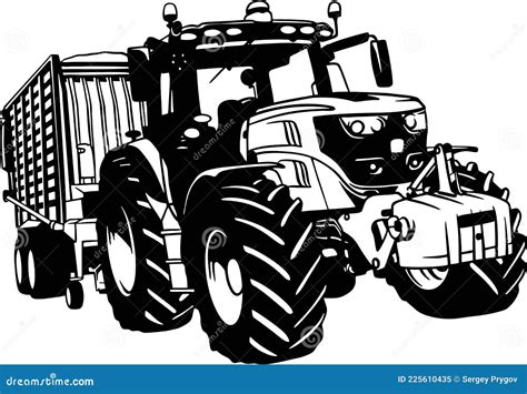 Tractor Farm Tractor Farming Vehicle Farm Silhouette Stock Vector