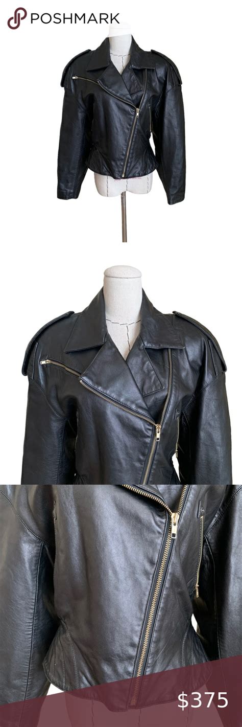 Vintage S North Beach Leather Black Motorcycle Biker Jacket North Beach Plus Fashion Fashion