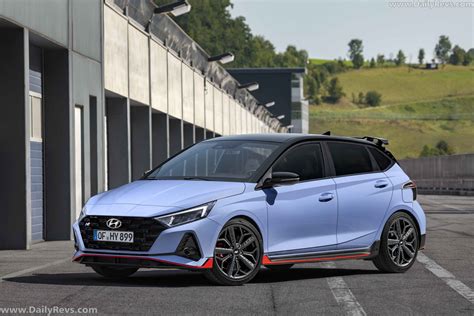 Tipping the scales at just under 1,200 kilograms (2,645 pounds), the i20 n will hit 62 mph (100 km/h) from a standstill in 6.7 seconds and top out at a respectable 143 mph (230 km/h). 2021 Hyundai i20 N - Dailyrevs